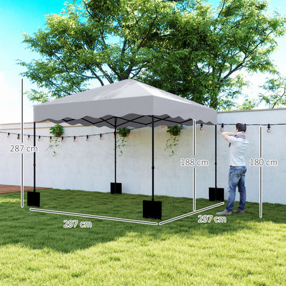 Pavilion approx. 3x3m, water-repellent Stable Winterproof Pop-up Folding Pavilion with UV Protection 50+, Foldable Party Tent Garden Tent with Rolling Bag, Garden Pavilion for Camping Garden, Light Grey