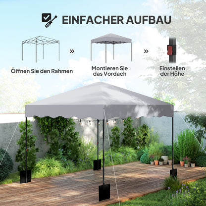 Pavilion approx. 3x3m, water-repellent Stable Winterproof Pop-up Folding Pavilion with UV Protection 50+, Foldable Party Tent Garden Tent with Rolling Bag, Garden Pavilion for Camping Garden, Light Grey