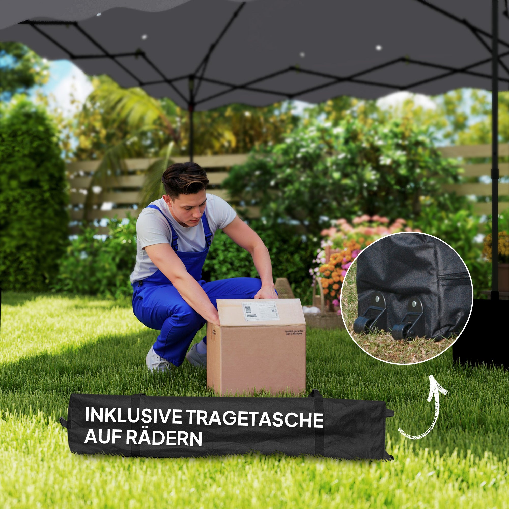 Pavilion approx. 3x3m, water-repellent Stable Winterproof Pop-up Folding Pavilion with UV Protection 50+, Foldable Party Tent Garden Tent with Rolling Bag, Garden Pavilion for Camping Garden, Light Grey