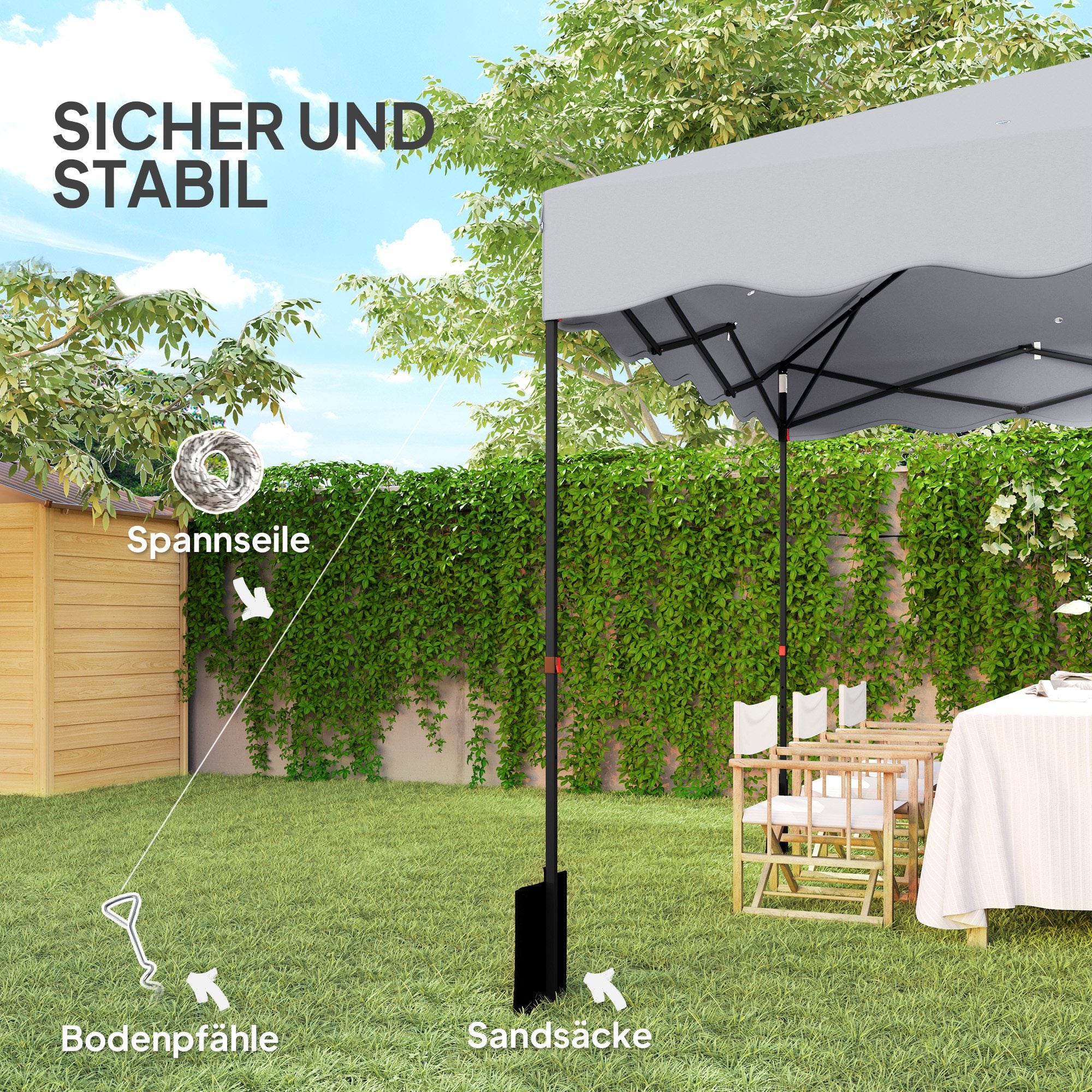Pavilion approx. 3x3m, water-repellent Stable Winterproof Pop-up Folding Pavilion with UV Protection 50+, Foldable Party Tent Garden Tent with Rolling Bag, Garden Pavilion for Camping Garden, Light Grey