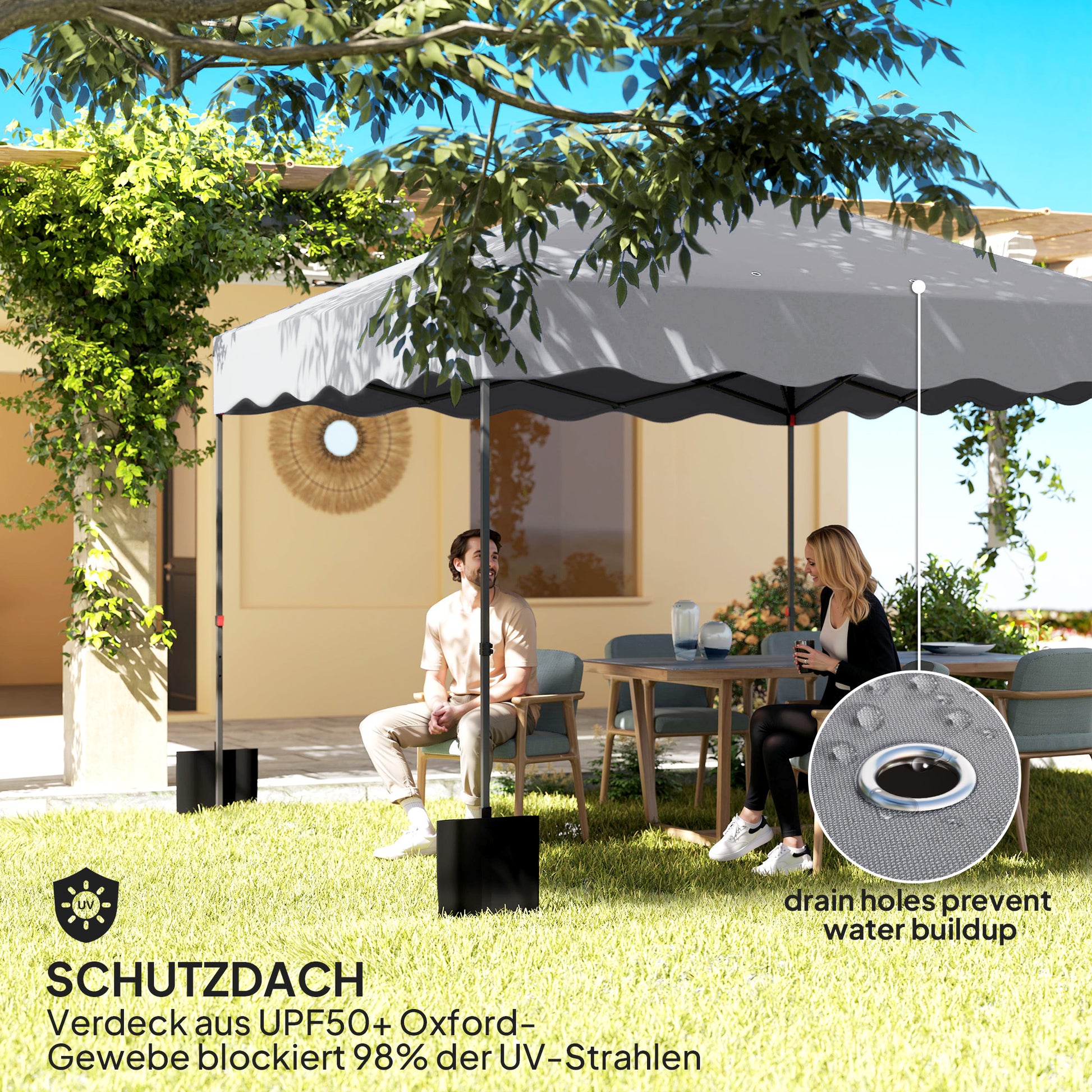 Pavilion approx. 3x3m, water-repellent Stable Winterproof Pop-up Folding Pavilion with UV Protection 50+, Foldable Party Tent Garden Tent with Rolling Bag, Garden Pavilion for Camping Garden, Light Grey