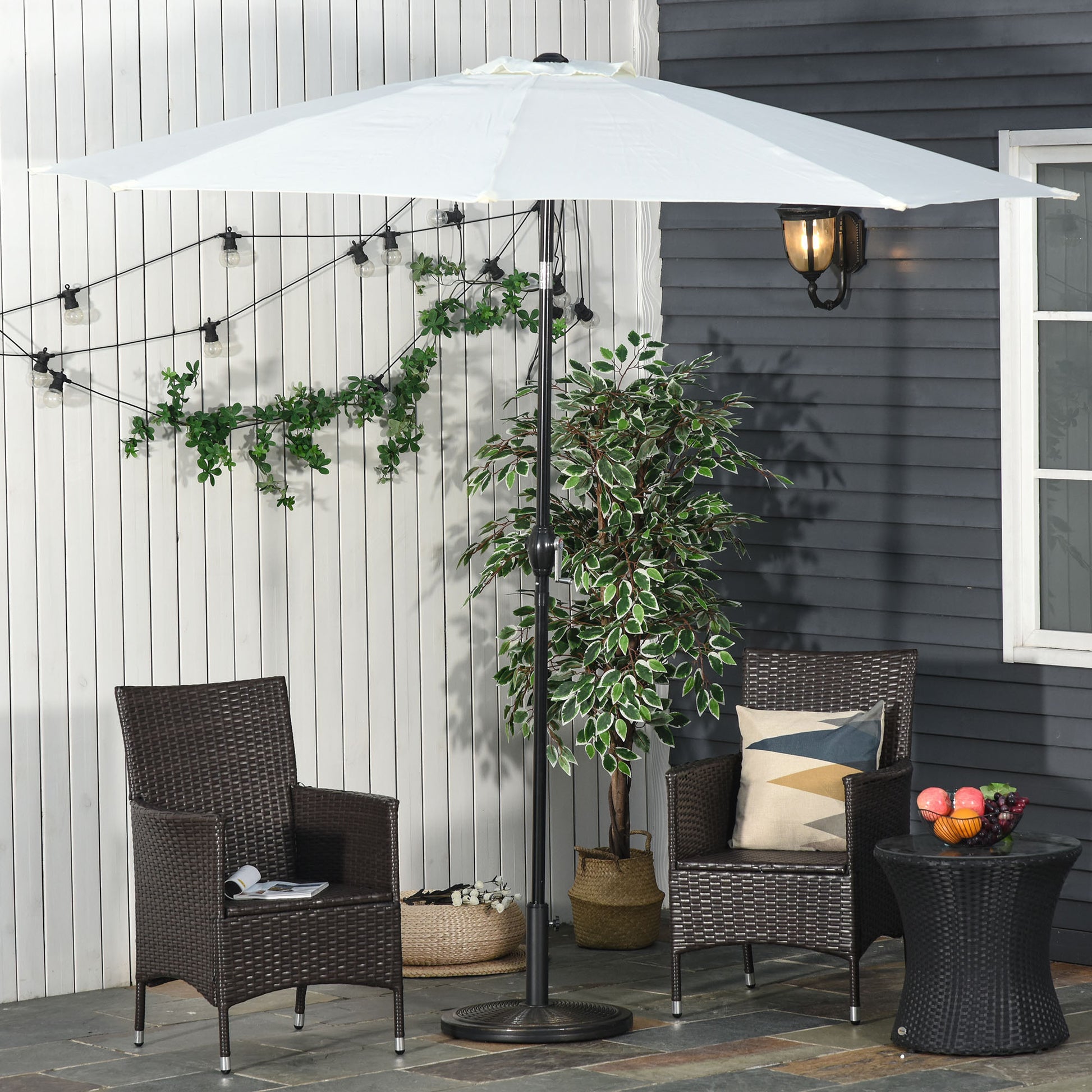 Garden Parasol Base Net Weight 13 kg Retro Cement Parasol Stand for 35mm/38mm/48mm Poles for Terrace Outdoor Patio Ø48x34 cm Bronze