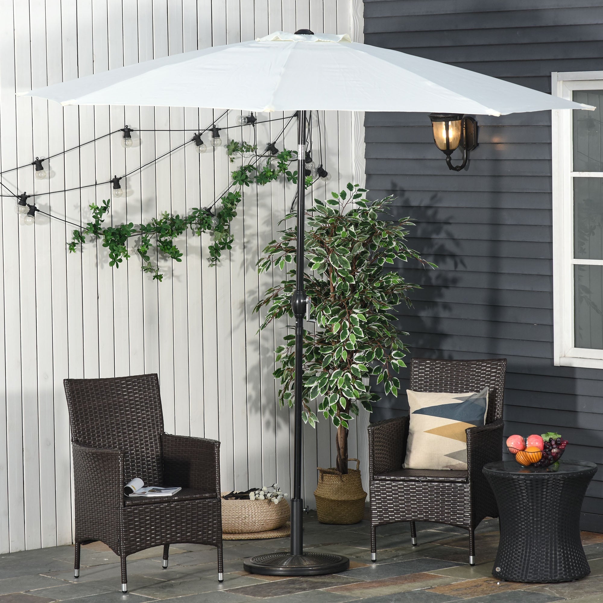 Garden Parasol Base Net Weight 13 kg Retro Cement Parasol Stand for 35mm/38mm/48mm Poles for Terrace Outdoor Patio Ø48x34 cm Bronze
