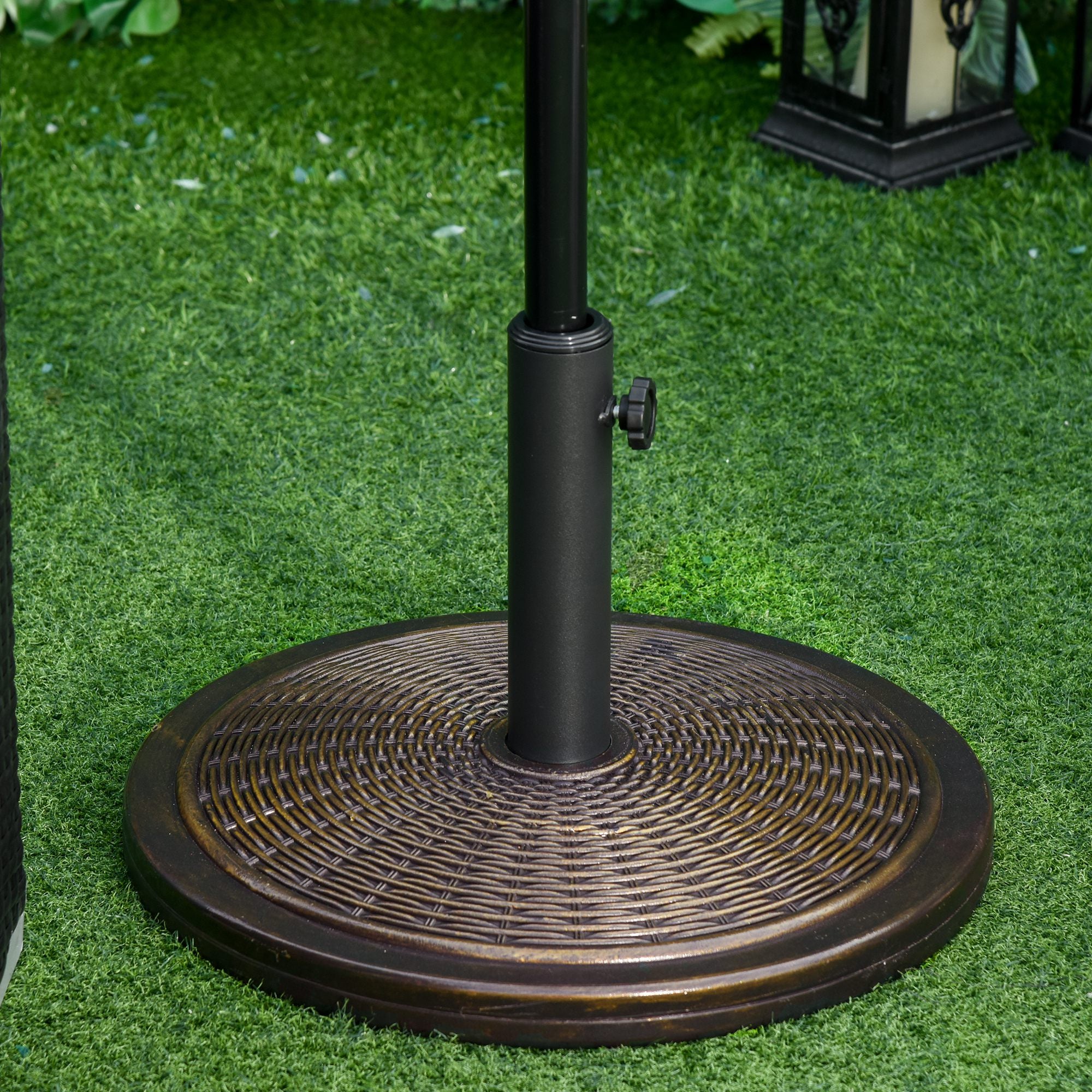 Garden Parasol Base Net Weight 13 kg Retro Cement Parasol Stand for 35mm/38mm/48mm Poles for Terrace Outdoor Patio Ø48x34 cm Bronze