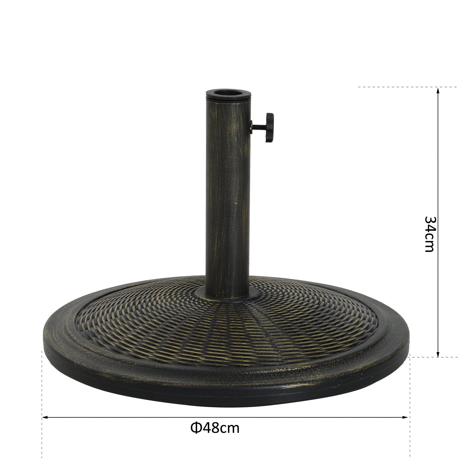 Garden Parasol Base Net Weight 13 kg Retro Cement Parasol Stand for 35mm/38mm/48mm Poles for Terrace Outdoor Patio Ø48x34 cm Bronze