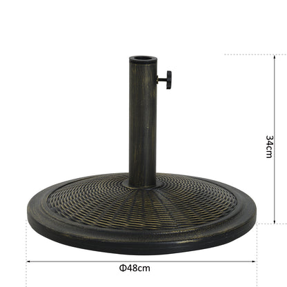 Garden Parasol Base Net Weight 13 kg Retro Cement Parasol Stand for 35mm/38mm/48mm Poles for Terrace Outdoor Patio Ø48x34 cm Bronze