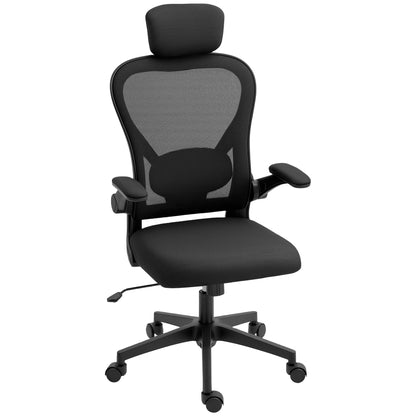 Swivel Office Chair Breathable Mesh Desk Chair with Adjustable Height Adjustable Headrest and Lumbar Support Reclining Office Chair Load 120 kg Black