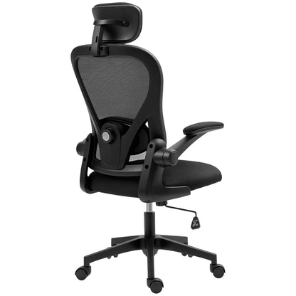 Swivel Office Chair Breathable Mesh Desk Chair with Adjustable Height Adjustable Headrest and Lumbar Support Reclining Office Chair Load 120 kg Black