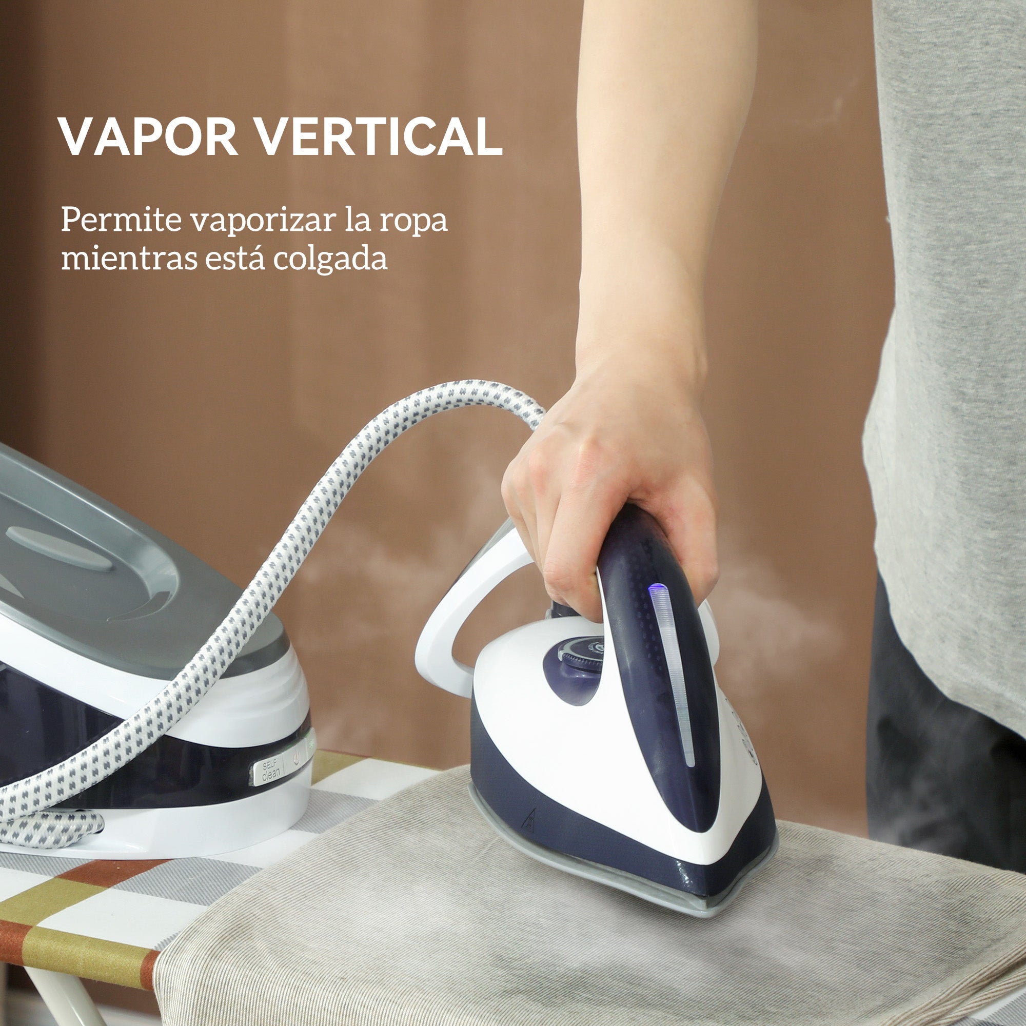 2600W Steam Ironing Station 100 g/min 8 Bars ECO Function Ceramic Soleplate Powerful Vertical Ironing Automatic Shut-Off Anti-Calc Self-Cleaning Removable Tank 1.5 L Blue