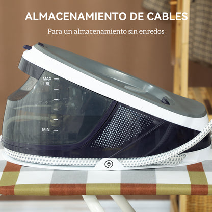 2600W Steam Ironing Station 100 g/min 8 Bars ECO Function Ceramic Soleplate Powerful Vertical Ironing Automatic Shut-Off Anti-Calc Self-Cleaning Removable Tank 1.5 L Blue