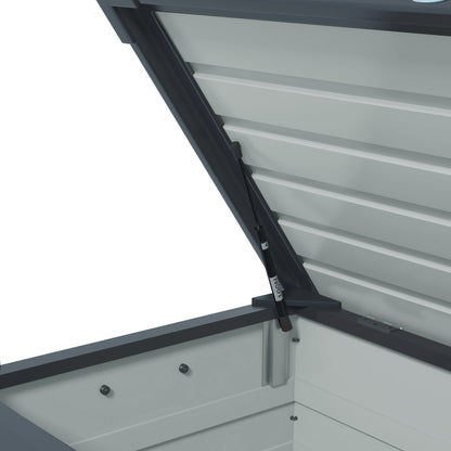 295L Garden Storage Box with Lock, 2 Handles, and 4 Wheels, Galvanized Steel Storage Unit, 100x62x65 cm, Dark Gray