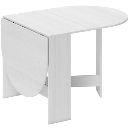 Folding Dining Table Oval Kitchen Table with Foldable Wings Modern Style 163x80x75 cm White