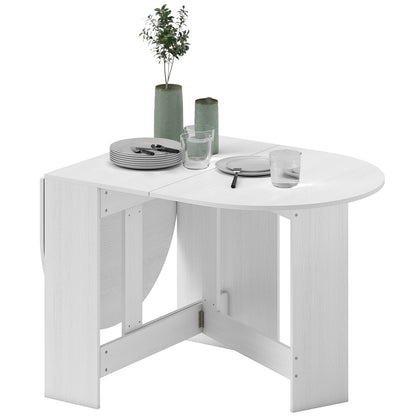 Folding Dining Table Oval Kitchen Table with Foldable Wings Modern Style 163x80x75 cm White