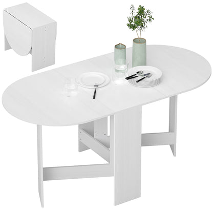 Folding Dining Table Oval Kitchen Table with Foldable Wings Modern Style 163x80x75 cm White
