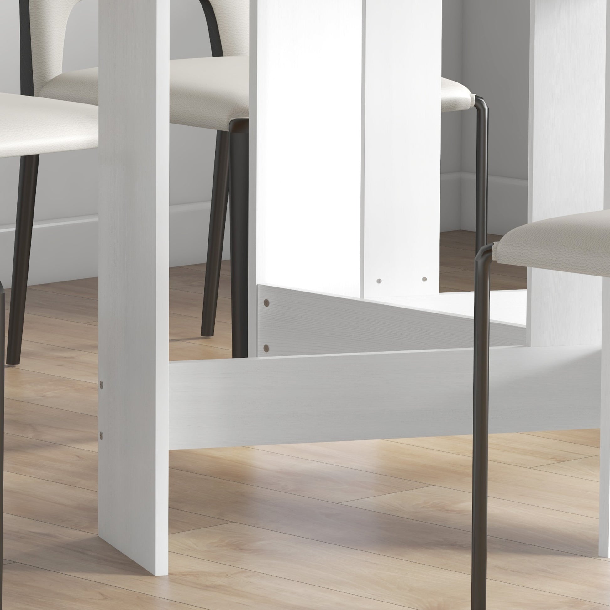 Folding Dining Table Oval Kitchen Table with Foldable Wings Modern Style 163x80x75 cm White
