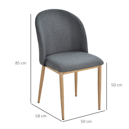 Set of 2 Dining Chairs Living Room Chair with Metal Legs Imitation Wood 50 x 58 x 85 cm Gray