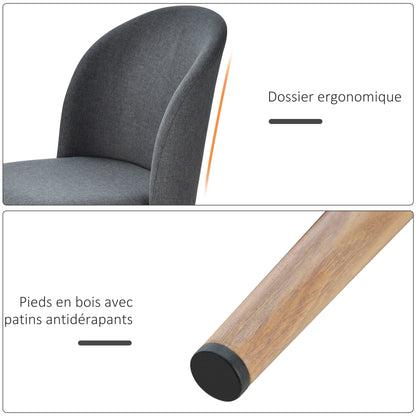 Set of 2 Dining Chairs Living Room Chair with Metal Legs Imitation Wood 50 x 58 x 85 cm Gray