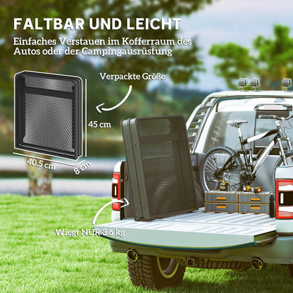 Height Adjustable Camping Table Folding Table with Metal Grid Portable Garden Table made of Aluminum Lightweight Multifunctional Table Side Table for Garden Balcony Camping 90 x 40.5cm Black