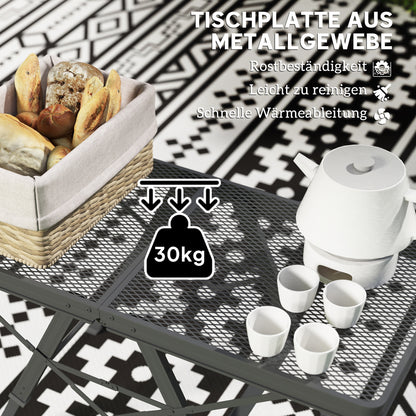 Height Adjustable Camping Table Folding Table with Metal Grid Portable Garden Table made of Aluminum Lightweight Multifunctional Table Side Table for Garden Balcony Camping 90 x 40.5cm Black