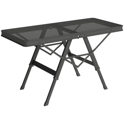 Height Adjustable Camping Table Folding Table with Metal Grid Portable Garden Table made of Aluminum Lightweight Multifunctional Table Side Table for Garden Balcony Camping 90 x 40.5cm Black