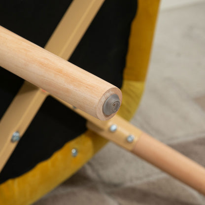 Armchair Wingback Chair with Armrest, Wooden Frame Upholstered Lounge Chair with Velvet Look, Recliner for Living Room, Bedroom, Yellow