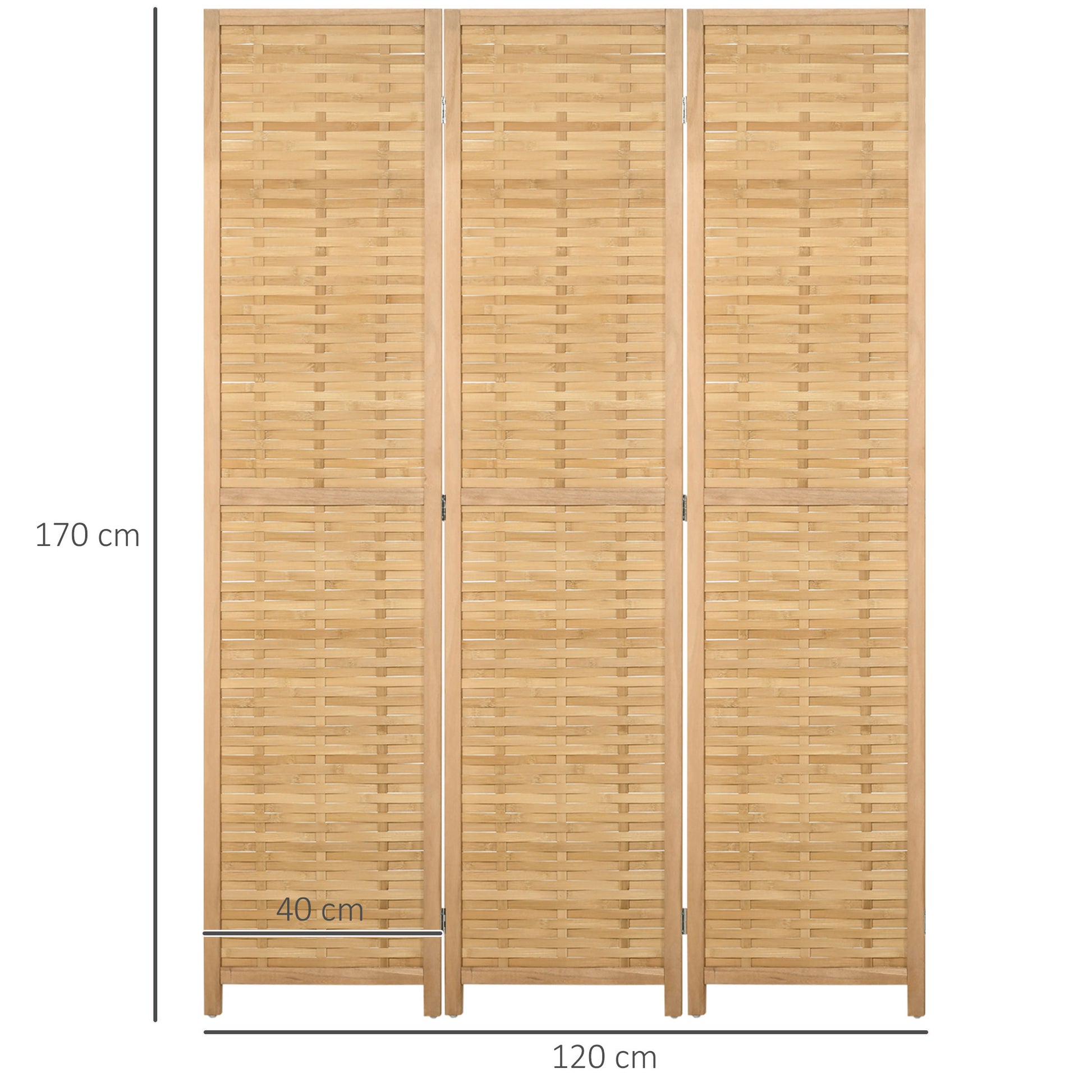 3-panel Paravent, 120 x 170 cm Room Divider, Bamboo Partition, Foldable Privacy Screen, Room Separator Partition for Living Room, Bedroom, Natural