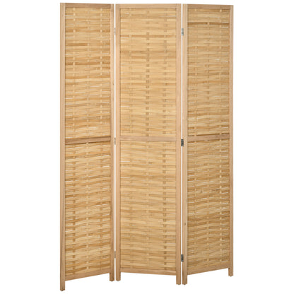 3-panel Paravent, 120 x 170 cm Room Divider, Bamboo Partition, Foldable Privacy Screen, Room Separator Partition for Living Room, Bedroom, Natural
