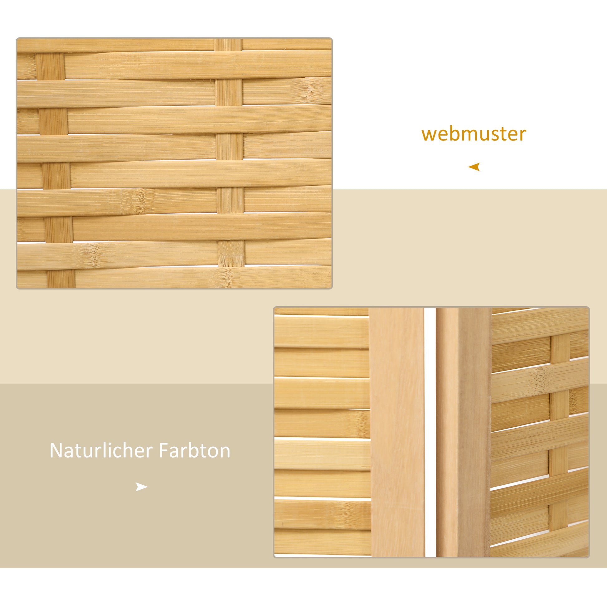 3-panel Paravent, 120 x 170 cm Room Divider, Bamboo Partition, Foldable Privacy Screen, Room Separator Partition for Living Room, Bedroom, Natural
