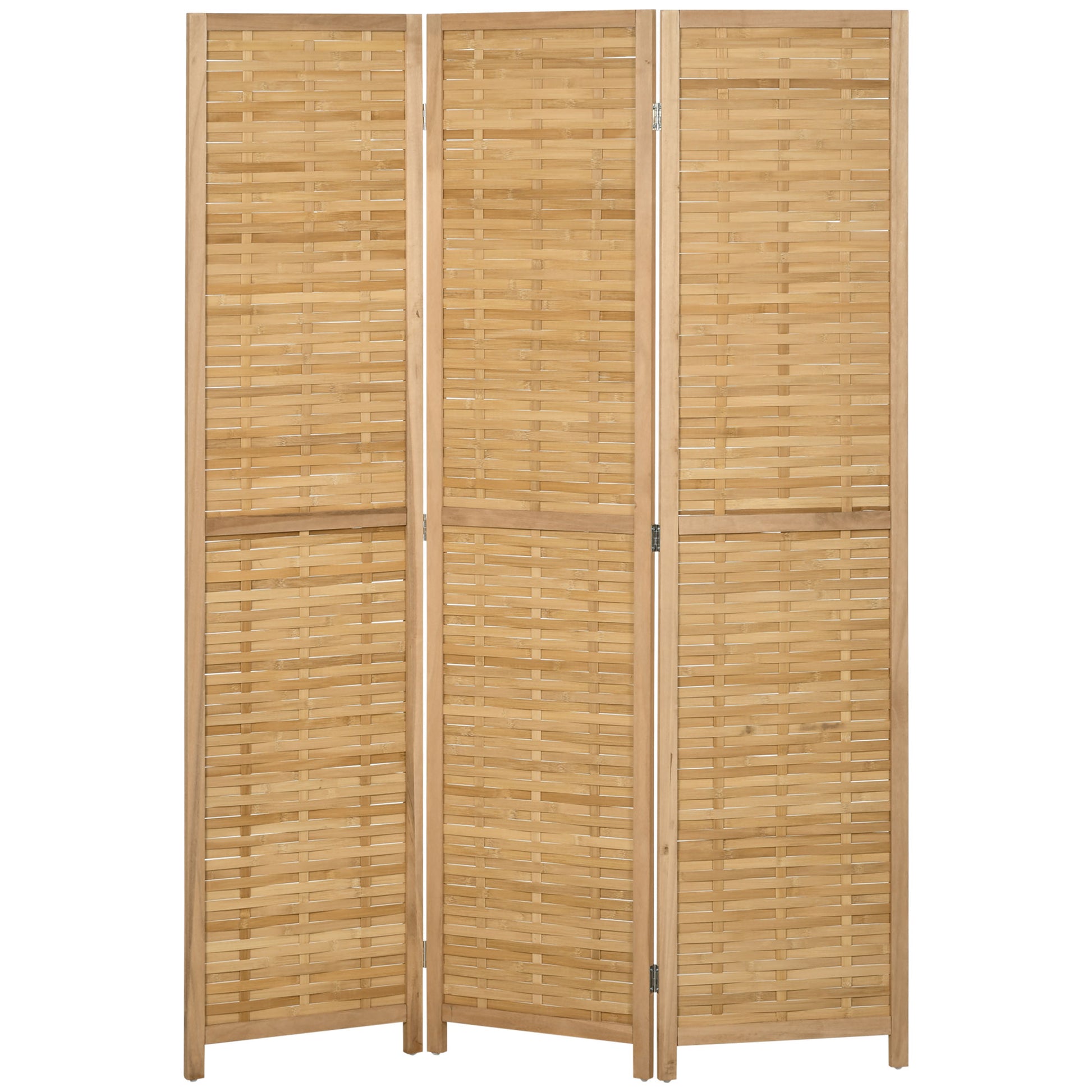 3-panel Paravent, 120 x 170 cm Room Divider, Bamboo Partition, Foldable Privacy Screen, Room Separator Partition for Living Room, Bedroom, Natural