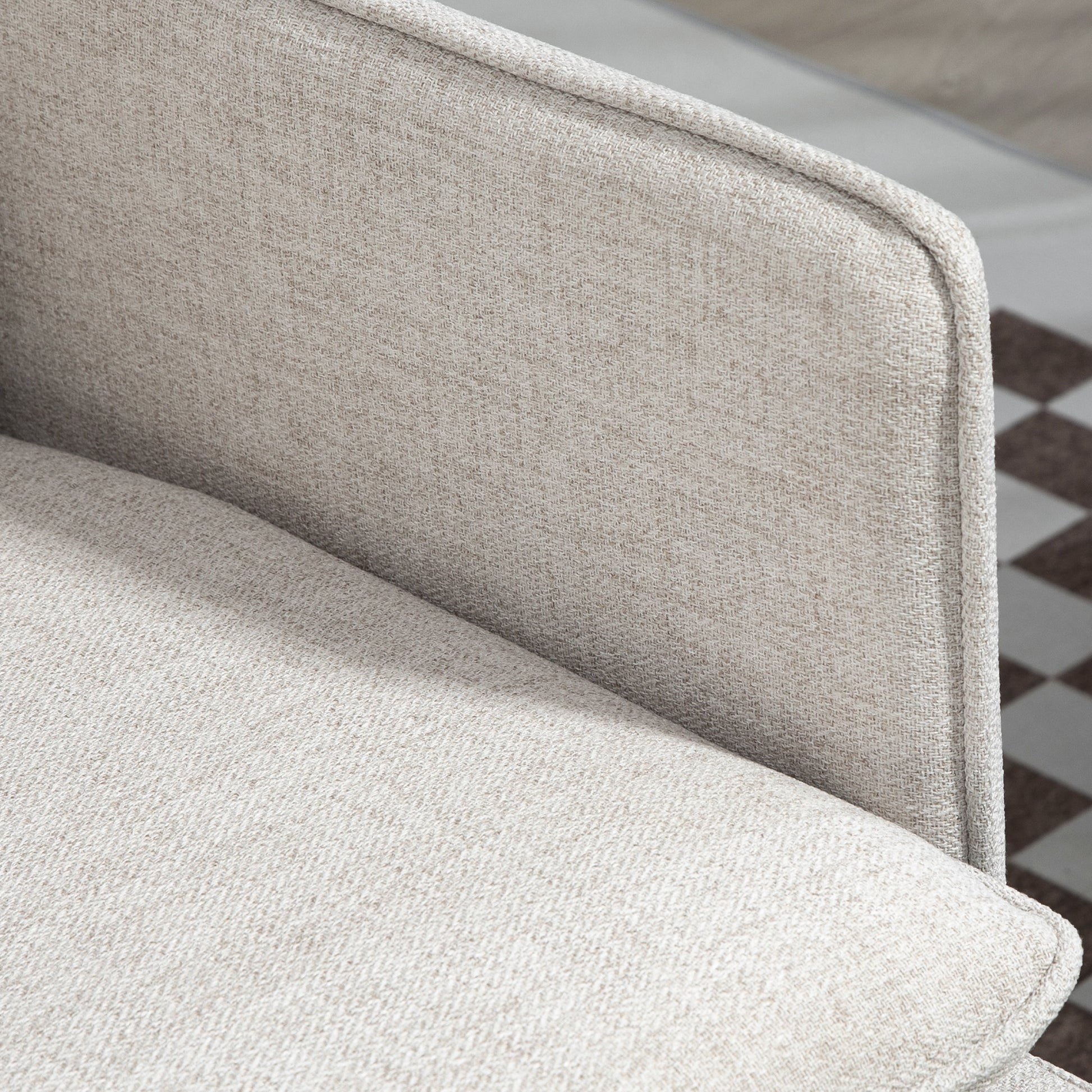 2-Seater Linen-Effect Fabric Sofa with Armrests and Padded Cushions, Modern 2-Seater Sofa with Steel Legs, for Office, Living Room, Lounge and Bedroom, 139x68x80 cm, Cream