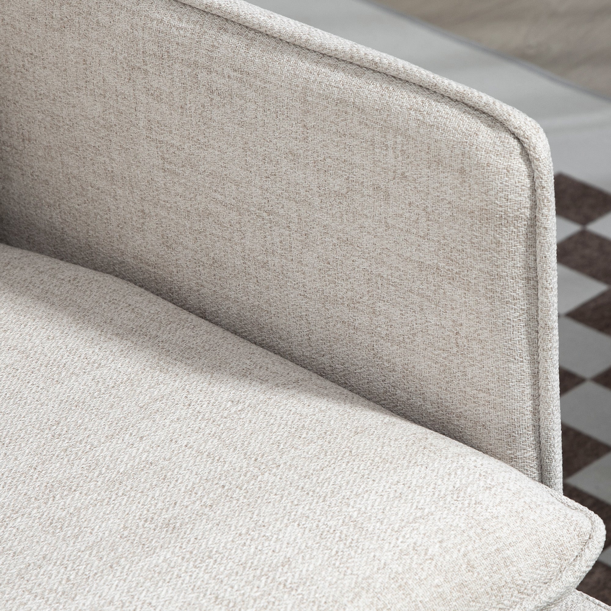 2-Seater Linen-Effect Fabric Sofa with Armrests and Padded Cushions, Modern 2-Seater Sofa with Steel Legs, for Office, Living Room, Lounge and Bedroom, 139x68x80 cm, Cream
