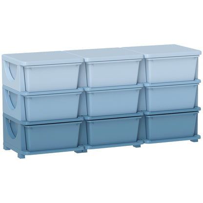 9-Tier Kids Storage Drawer Chest – Toy Organizer & Storage Boxes, Blue, 113 x 37 x 56.5 cm (44.5 x 14.6 x 22.2 in) – For Ages 3–6