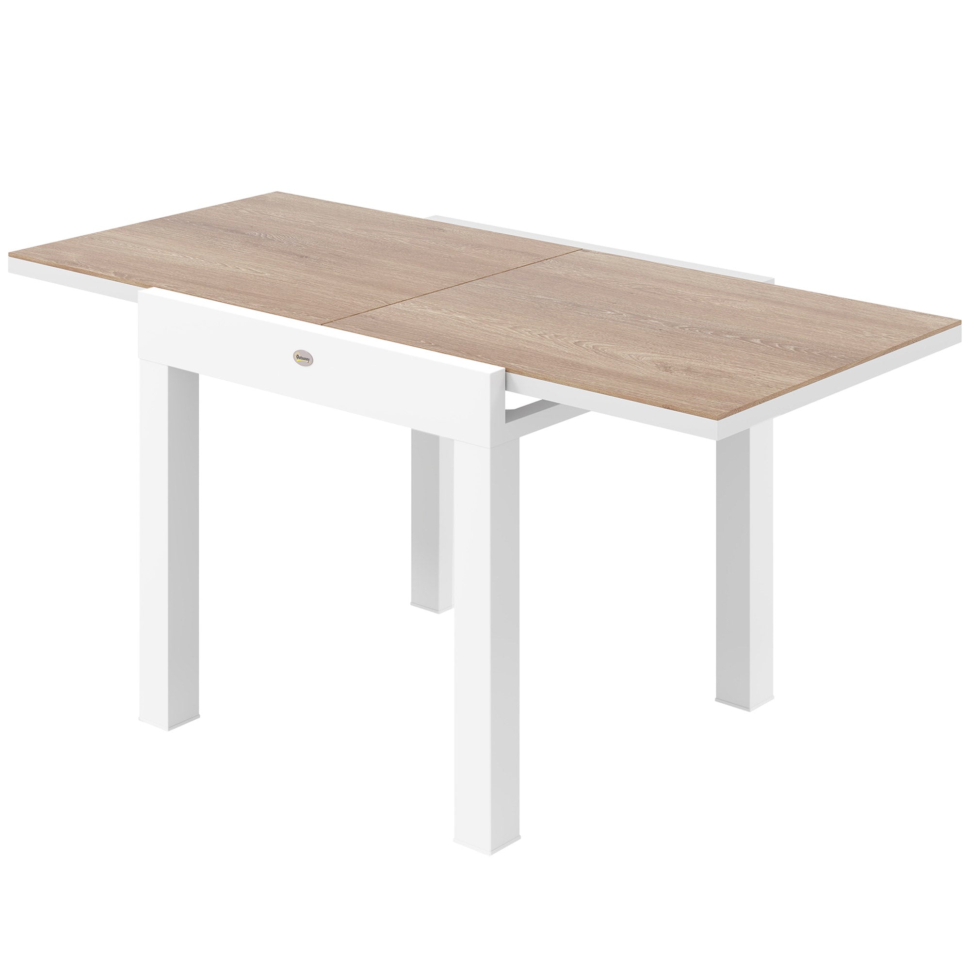 Extendable Garden Table 80/160x80x75 cm, Rectangular Extendable Dining Table for 4-6 People with Aluminum Frame and PSPC Top, For Patio, Terrace, Balcony, and Outdoor, White
