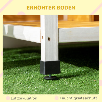 Dog House, Pine Wood, Dog House with Terrace and Foldable Asphalt Roof, Hut for Small Dogs, Indoor, Outdoor, Weatherproof, Orange, 85.5 x 62 x 60 cm