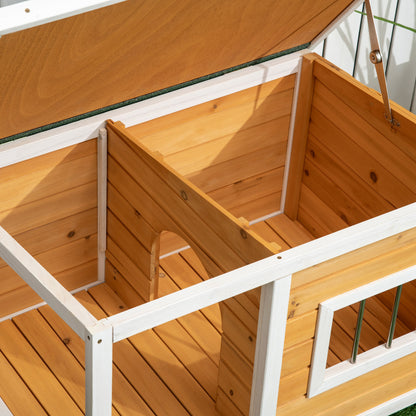 Dog House, Pine Wood, Dog House with Terrace and Foldable Asphalt Roof, Hut for Small Dogs, Indoor, Outdoor, Weatherproof, Orange, 85.5 x 62 x 60 cm