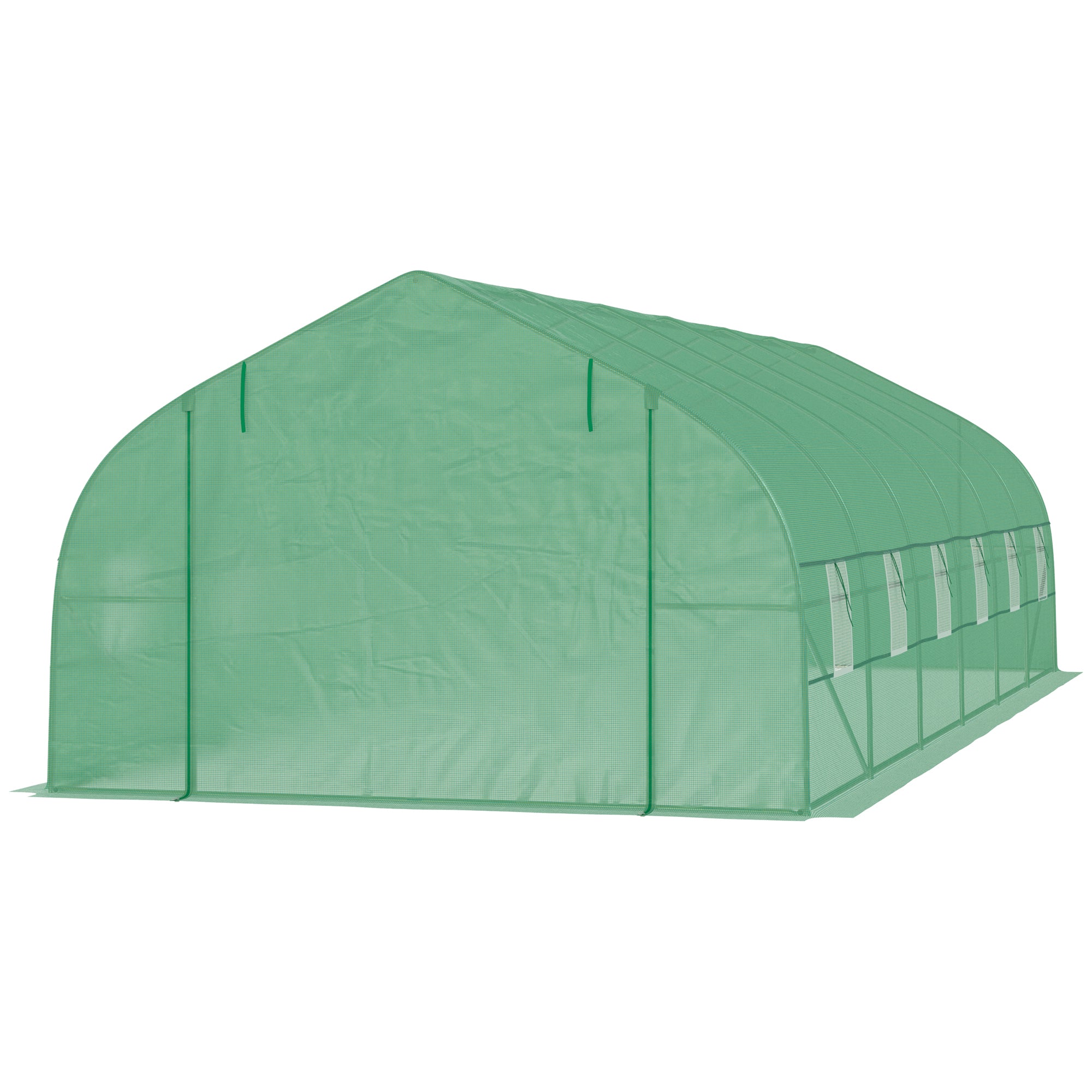 Outdoor Greenhouse Tunnel Greenhouse 8x3x2 m Garden Greenhouse with 12 Windows and Roll-Up Door for Growing Plants Tomatoes Vegetables Steel and PE 140 g/m² Green