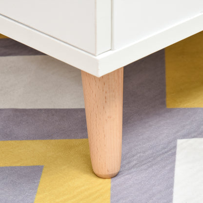 Rectangular Scandinavian Design Coffee Table 100L x 50W x 40H cm Niche + Drawer & Cupboard Solid Pine Wood Particle Boards White