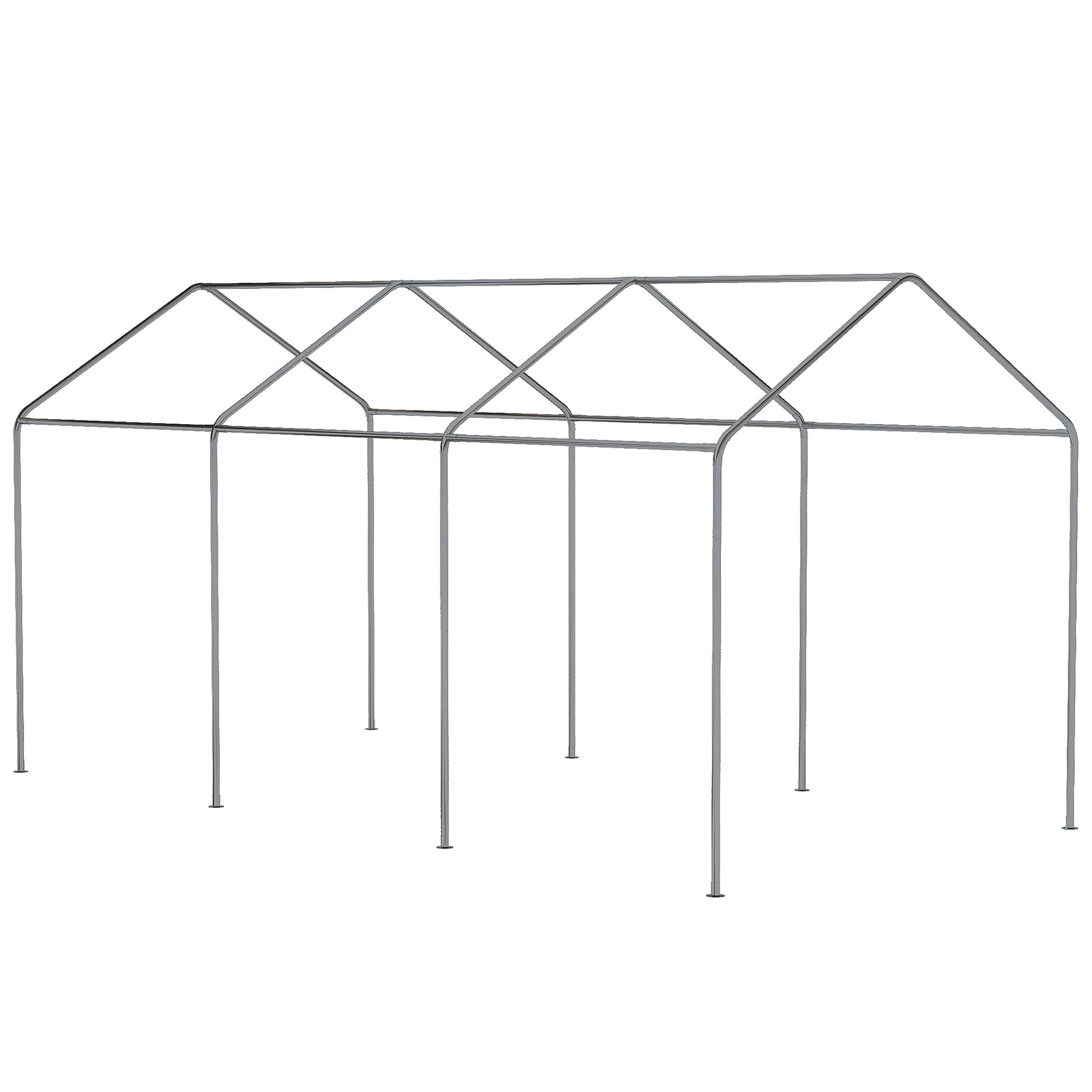 Adjustable Height Steel and PE Garden Canopy for Small and Medium Cars with Stakes and Ropes Included, 600x295x265-310 cm, Beige
