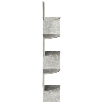 Zigzag Shape Wall Mount Corner Storage Shelf 20L x 20W x 126H cm 5 Levels Wood Gray
