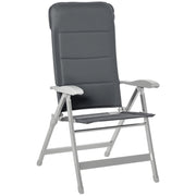 Portable Folding Garden Chair with High Adjustable Backrest in 7 Positions and Padded Headrest for Outdoor Terrace Camping 75x61.5x114.5 cm Gray