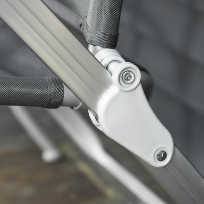 Portable Folding Garden Chair with High Adjustable Backrest in 7 Positions and Padded Headrest for Outdoor Terrace Camping 75x61.5x114.5 cm Gray