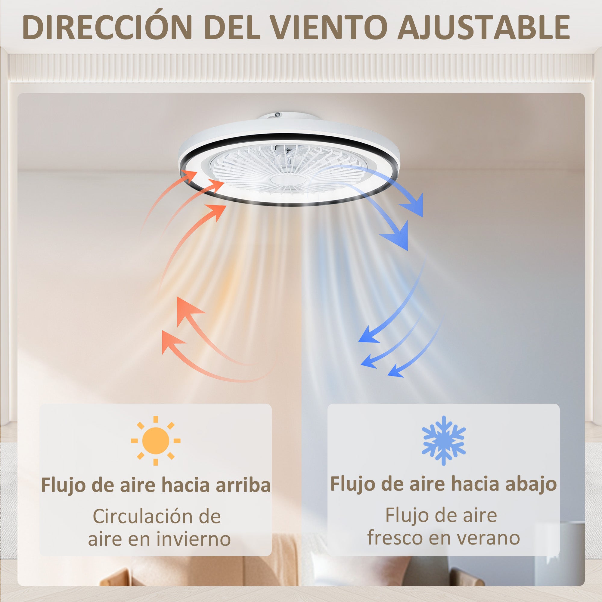 Ceiling Fan with LED Light 48.5 W Reversible DC Motor Silent Ceiling Fan with Remote Control 6 Speeds Timer for Living Room Bedroom Ø48 cm White