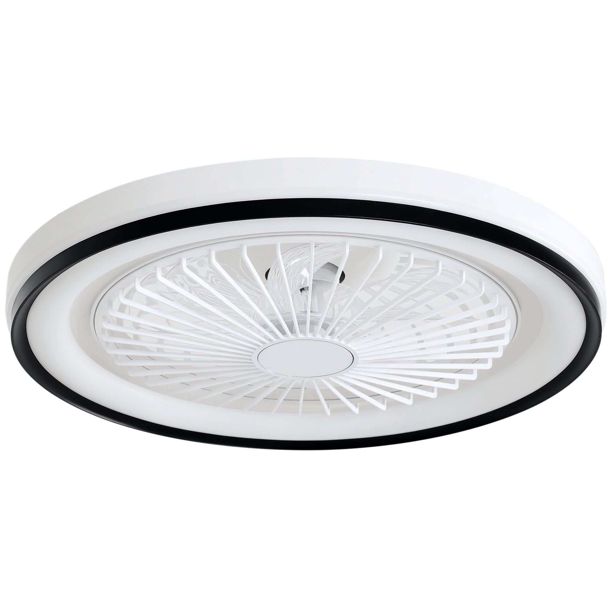 Ceiling Fan with LED Light 48.5 W Reversible DC Motor Silent Ceiling Fan with Remote Control 6 Speeds Timer for Living Room Bedroom Ø48 cm White