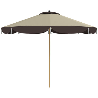 2.6m Garden Umbrella with Air Vent and Fringes, Outdoor Umbrella with 8 Metal Ribs and 180g/㎡ Polyester, for Yard, Patio, and Balcony, UV50+, Beige