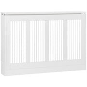 Modern and Elegant Slat Radiator Cover for Home, in MDF and Steel, 120x18x84cm, White