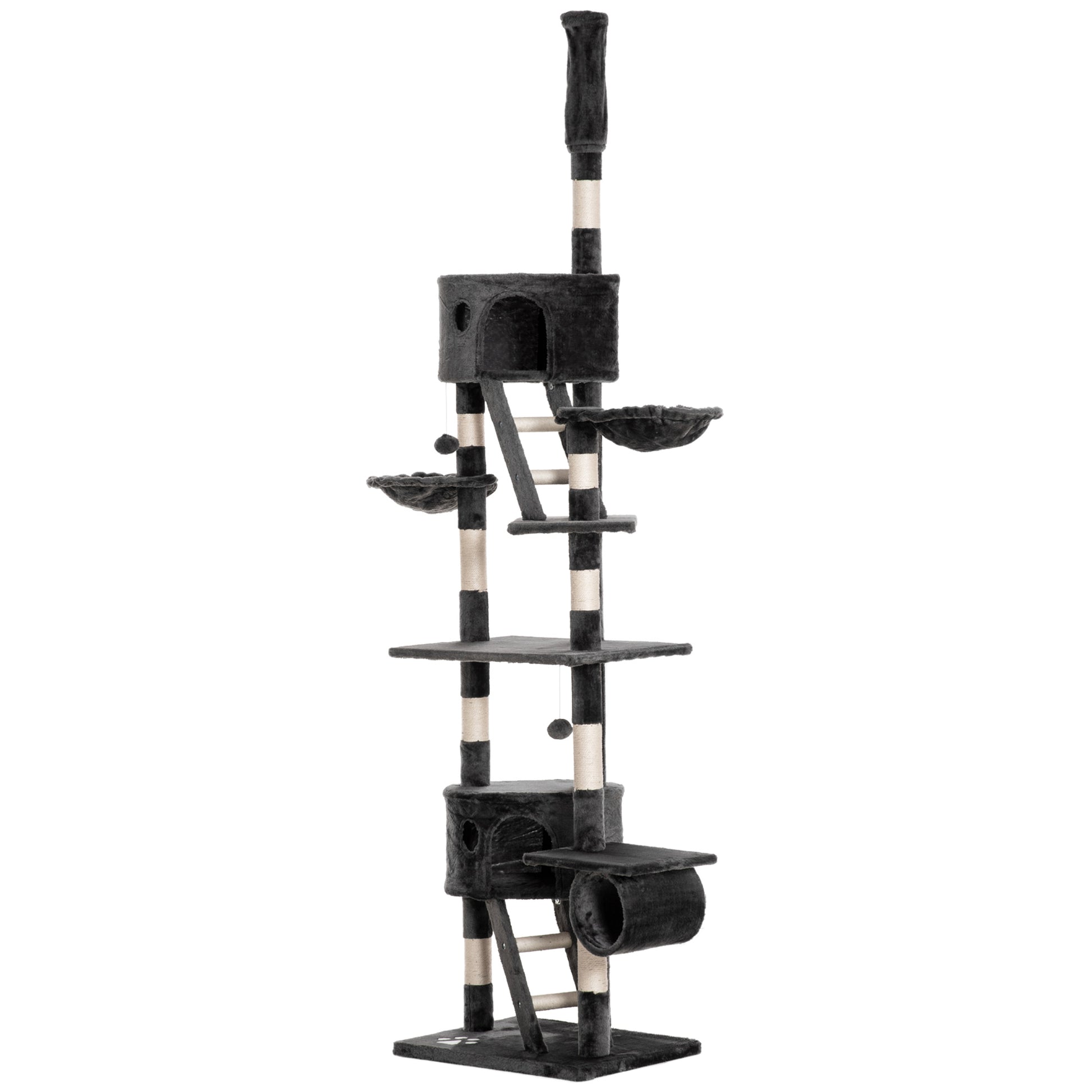 Cat Scratching Post 240-260 cm Ceiling High Scratching Post Large Climbing Tree Cat Scratching Post for Large Cats with Sisal Rope Dark Gray