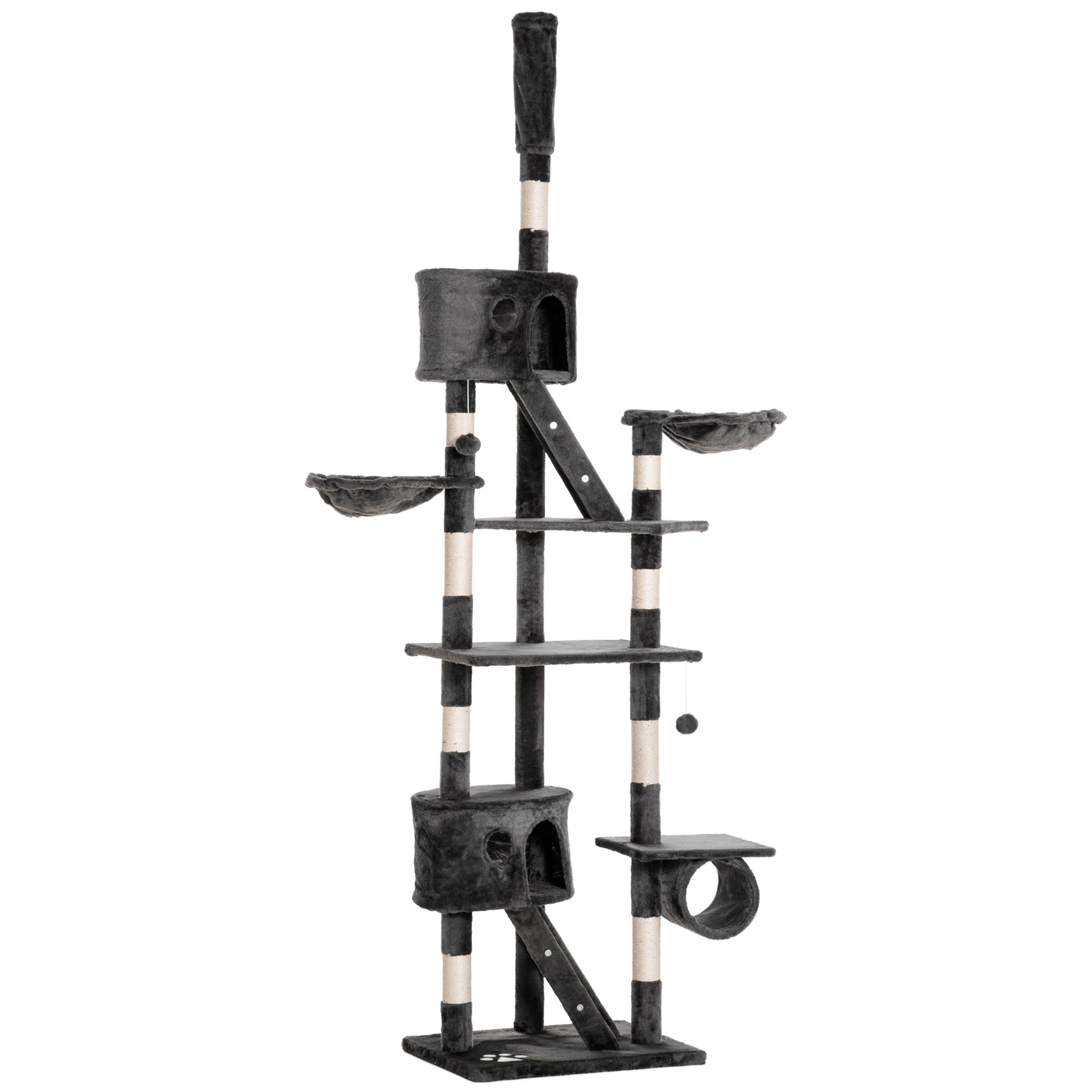 Cat Scratching Post 240-260 cm Ceiling High Scratching Post Large Climbing Tree Cat Scratching Post for Large Cats with Sisal Rope Dark Gray