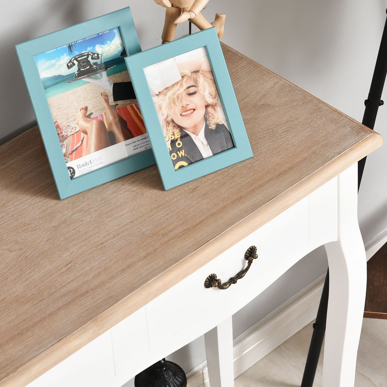 Console Table Side Table with 2 Drawers Retro Design for Entryway Hallway Living Room Bedroom Pine 87x34x78.5 cm White