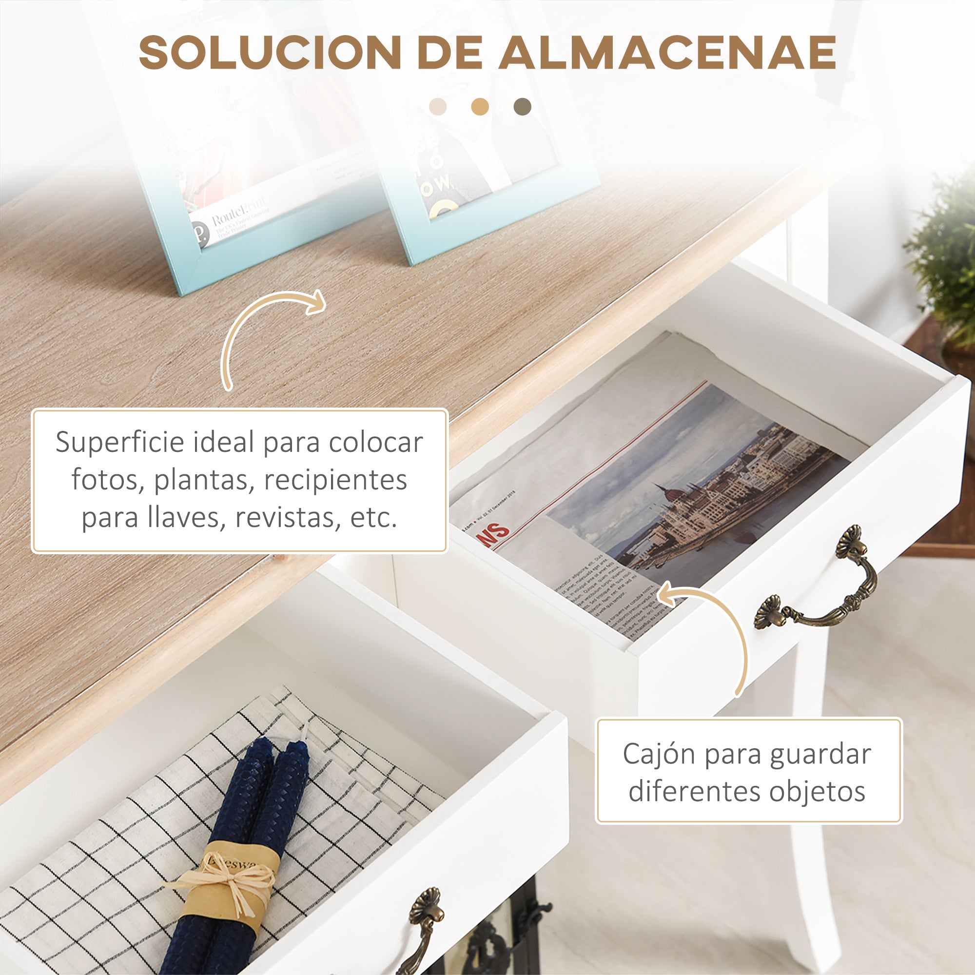 Console Table Side Table with 2 Drawers Retro Design for Entryway Hallway Living Room Bedroom Pine 87x34x78.5 cm White
