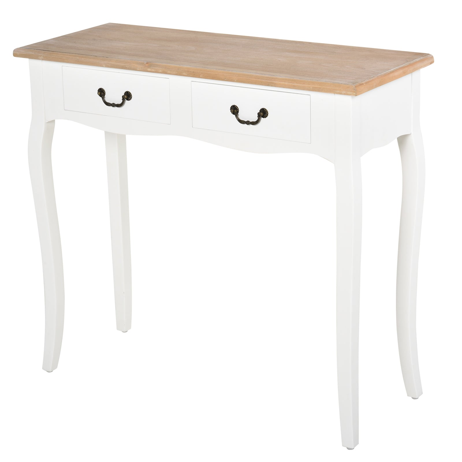 Console Table Side Table with 2 Drawers Retro Design for Entryway Hallway Living Room Bedroom Pine 87x34x78.5 cm White
